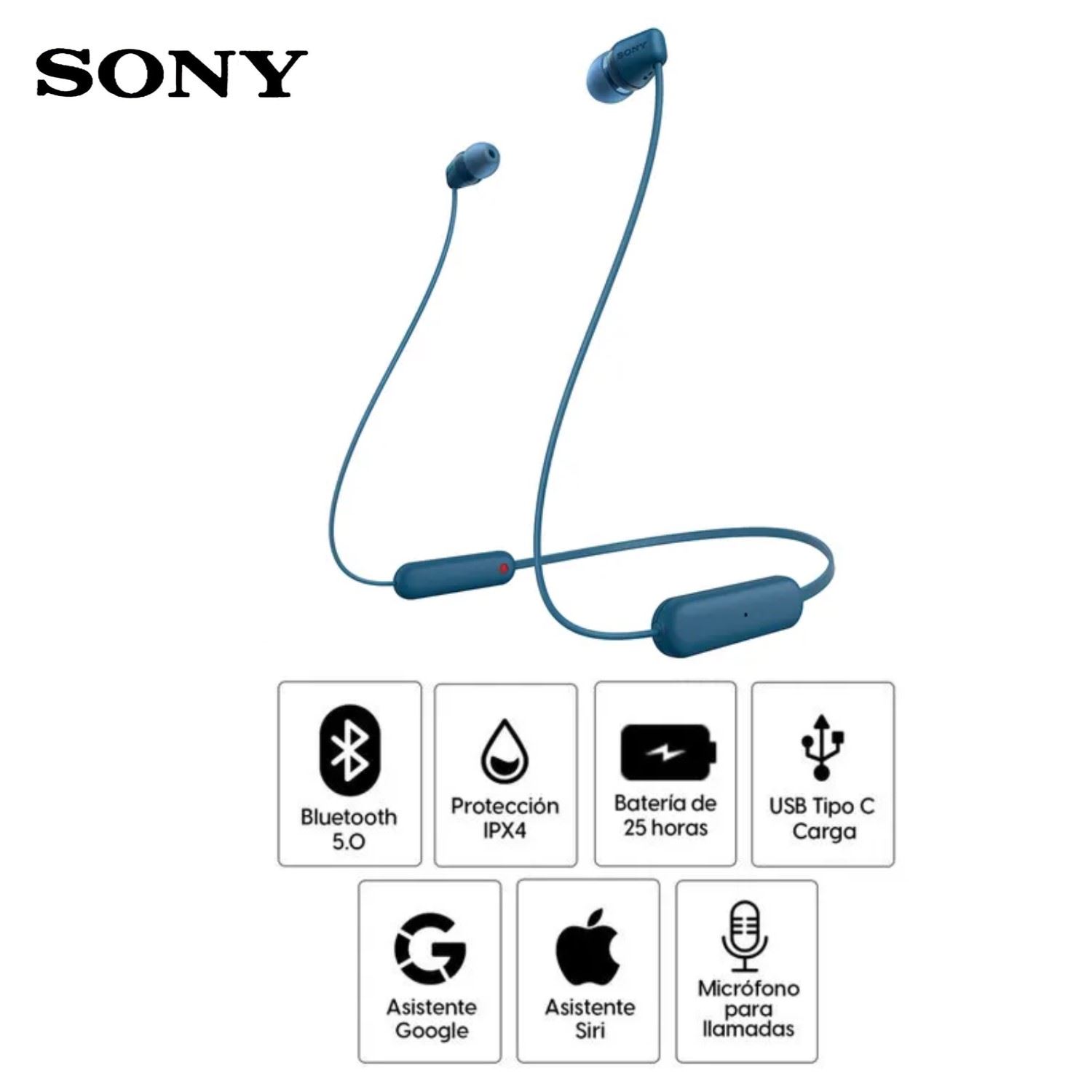 Audífonos Bluetooth SONY In Ear WI-C100 IPX4 25 Horas